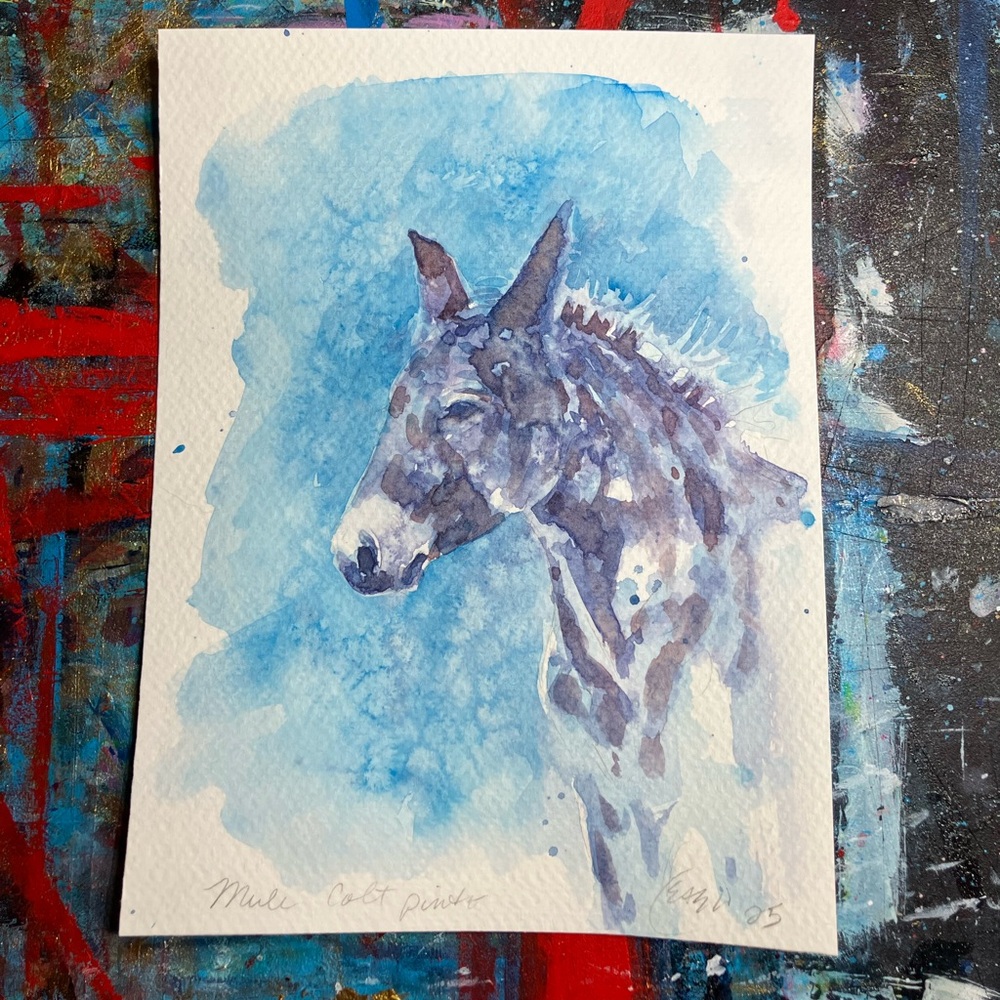 ORIGINAL Mule Colt Painting Equine Art horse western Decor equestrian Artwork